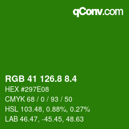 カラーコード: RGB 41 126.8 8.4 | qconv.com