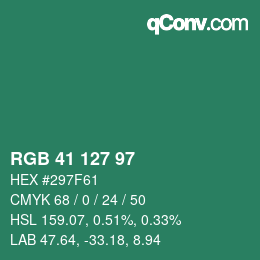 カラーコード: RGB 41 127 97 | qconv.com