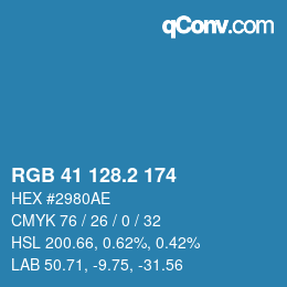 カラーコード: RGB 41 128.2 174 | qconv.com