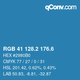 カラーコード: RGB 41 128.2 176.6 | qconv.com