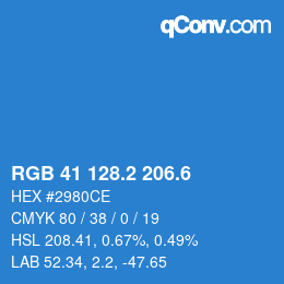 カラーコード: RGB 41 128.2 206.6 | qconv.com