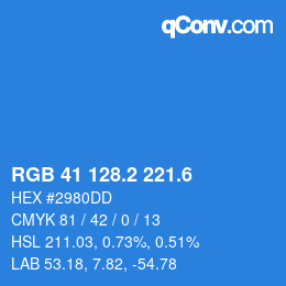 カラーコード: RGB 41 128.2 221.6 | qconv.com