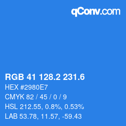 カラーコード: RGB 41 128.2 231.6 | qconv.com