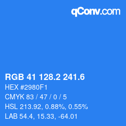 カラーコード: RGB 41 128.2 241.6 | qconv.com