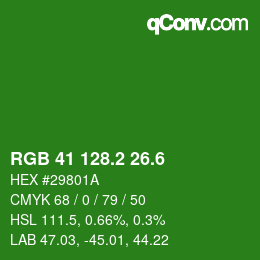 カラーコード: RGB 41 128.2 26.6 | qconv.com