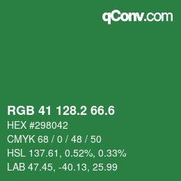 カラーコード: RGB 41 128.2 66.6 | qconv.com
