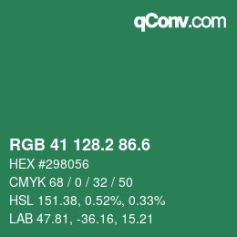 カラーコード: RGB 41 128.2 86.6 | qconv.com