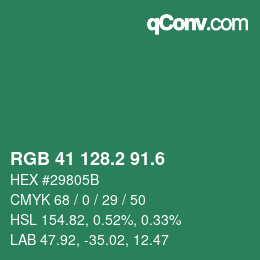 カラーコード: RGB 41 128.2 91.6 | qconv.com
