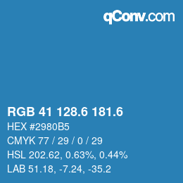 カラーコード: RGB 41 128.6 181.6 | qconv.com