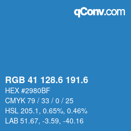カラーコード: RGB 41 128.6 191.6 | qconv.com