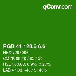 カラーコード: RGB 41 128.6 6.6 | qconv.com