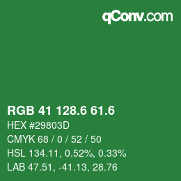 カラーコード: RGB 41 128.6 61.6 | qconv.com