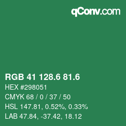 カラーコード: RGB 41 128.6 81.6 | qconv.com