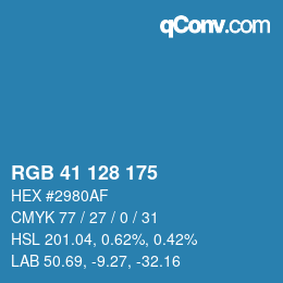 颜色代码: RGB 41 128 175 | qconv.com
