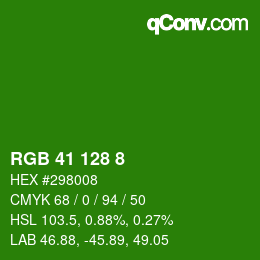 カラーコード: RGB 41 128 8 | qconv.com