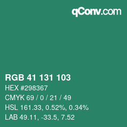 Color code: RGB 41 131 103 | qconv.com