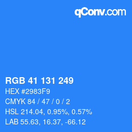 Color code: RGB 41 131 249 | qconv.com