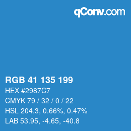 Color code: RGB 41 135 199 | qconv.com