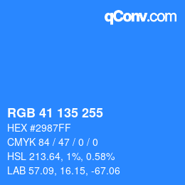 Color code: RGB 41 135 255 | qconv.com