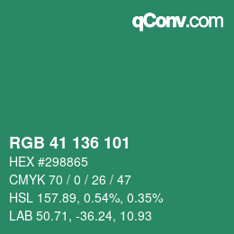 Color code: RGB 41 136 101 | qconv.com