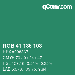 Farbcode: RGB 41 136 103 | qconv.com