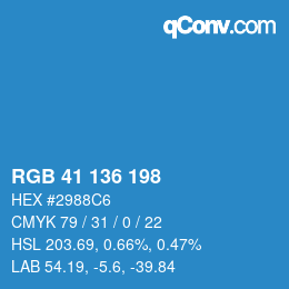 Color code: RGB 41 136 198 | qconv.com