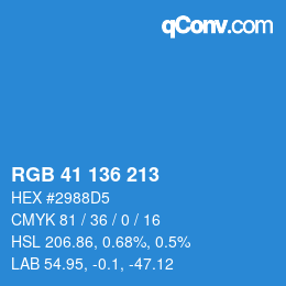 Color code: RGB 41 136 213 | qconv.com