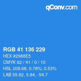 Color code: RGB 41 136 229 | qconv.com