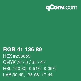 Color code: RGB 41 136 89 | qconv.com
