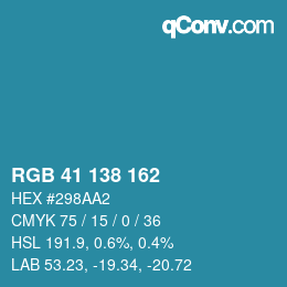 Color code: RGB 41 138 162 | qconv.com