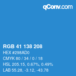 Color code: RGB 41 138 208 | qconv.com