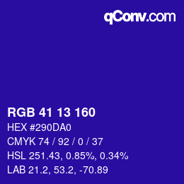 Color code: RGB 41 13 160 | qconv.com