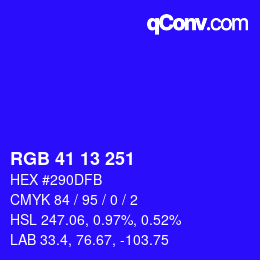 カラーコード: RGB 41 13 251 | qconv.com