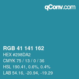 Color code: RGB 41 141 162 | qconv.com