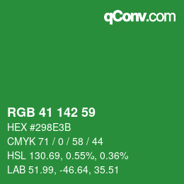カラーコード: RGB 41 142 59 | qconv.com
