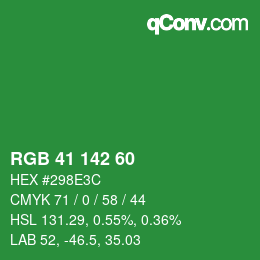 颜色代码: RGB 41 142 60 | qconv.com