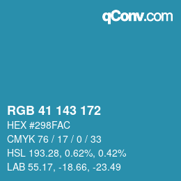 Color code: RGB 41 143 172 | qconv.com