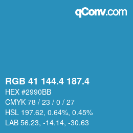 カラーコード: RGB 41 144.4 187.4 | qconv.com