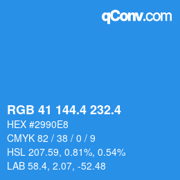 カラーコード: RGB 41 144.4 232.4 | qconv.com