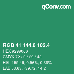 カラーコード: RGB 41 144.8 102.4 | qconv.com