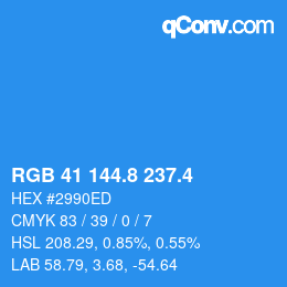 カラーコード: RGB 41 144.8 237.4 | qconv.com