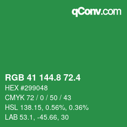 カラーコード: RGB 41 144.8 72.4 | qconv.com