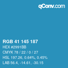 カラーコード: RGB 41 145 187 | qconv.com