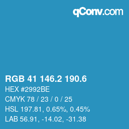 カラーコード: RGB 41 146.2 190.6 | qconv.com