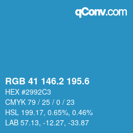 カラーコード: RGB 41 146.2 195.6 | qconv.com