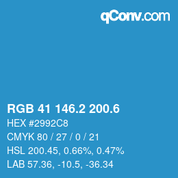 カラーコード: RGB 41 146.2 200.6 | qconv.com