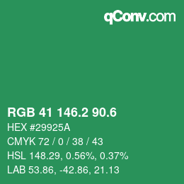 カラーコード: RGB 41 146.2 90.6 | qconv.com