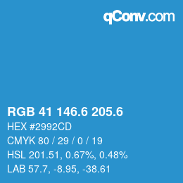 カラーコード: RGB 41 146.6 205.6 | qconv.com