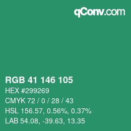 カラーコード: RGB 41 146 105 | qconv.com