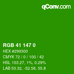 Color code: RGB 41 147 0 | qconv.com